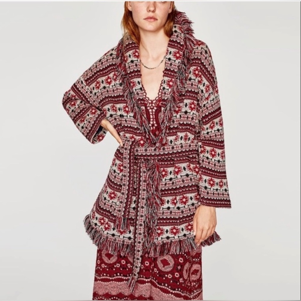Zara fringe multi color jacket size XS